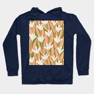 Minimalist magnolias - Olive and salmon Hoodie